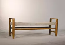 New ListingWood Bench w/ Hand-woven Rope Seat