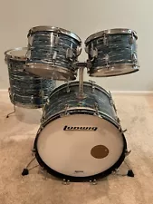 Vintage Ludwig 1971 Blue Oyster Pearl Drum Set Drumset Drums Bowling Ball Wrap