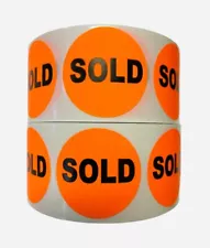 1000 PCS - Sold Stickers (1.5" Round Br/Red) Paid Sale Adhesive Labels