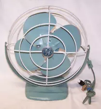 Vintage General Electric GE Desktop Table Fan 14"Turquois Blue F11A103 WORKS MCM