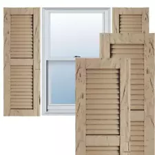 Ekena Millwork Faux Wood Shutters Pair 18" x 56" Durable Polyurethane Primed Tan