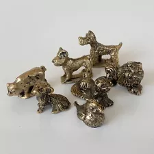 Vintage Brass Animal Figurines Set 7 Adorable Collectibles For Home Decor 1.25"