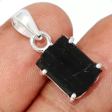 Natural Black Tourmaline - Brazil 925 Sterling Silver Pendant Jewelry CP53767