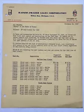 NOV 22 1948 KAISER-FRAZER SALES BULLETIN KF Seat Covers for 1949 List Price Net