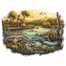 Scenic Swamp Animal Sticker, Decal for Car Truck Window Bumper Graphic, Forest