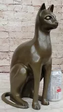 Genuine Bronze Egyptian Cat by French Artist Moigniez Feline Sculpture Decor