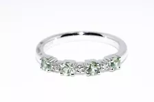 .925 STERLING SILVER .46CT NATURAL GREEN SAPPHIRE & DIAMOND COCKTAIL RING