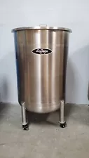 Brand New 300 Gallon Stainless Steel Liquid holding tank. Dish bottom food grade