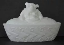 Flaccus Milk Glass Dining Pig Covered Dish