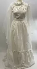 Pronuptia High Neck Wedding Dress and Veil Size 38 Edwardian Style L13