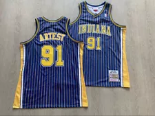 Indiana Pacers Ron Artest blue pinstriped Vintage Throwback Jersey