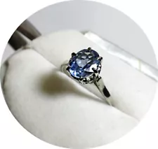 KASHMIR Blue SAPPHIRE Ring - 14k Solid 14k White Gold - Engagement -Certificate-