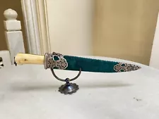 Royal rajputana indian rajput bone wootz Chura with silver locketchape dagger