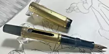 VNTG Gold Filled Lever Filler Fountain Pen, 14k Gold Super Flex Nib. France.