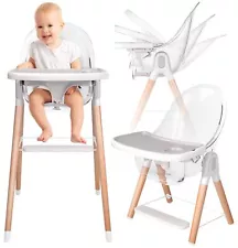 Children of Design 6 in 1 Deluxe Wooden High Chair for Babies & Toddlers,...