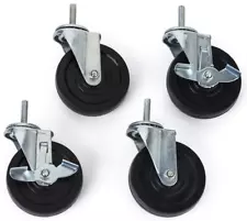 Black Wheels for Wire Shelving, Set of 4 Wheels (2 Locking & 2 Non-Locking)