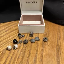 Lot of 9 Authentic 925 Silver Pandora Charms with Pandora Jewelry Box