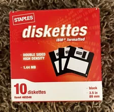 Staples Diskettes 3.5" 1.44MB Formatted 10 Pack Floppy Disk Double Side Density