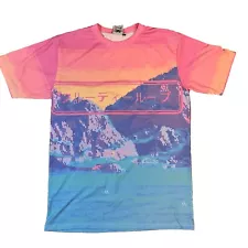 VAPOR95 Strange Lands 8-Bit Kanji Pink Purple Medium T-Shirt Vaporwave Aesthetic