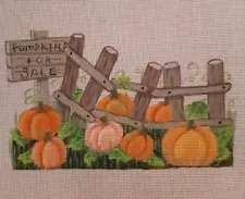 HP-HAND PAINTED NEEDLEPOINT CANVAS-FALL-PUMPKINS FOR SALE 18CT.- BY JRM