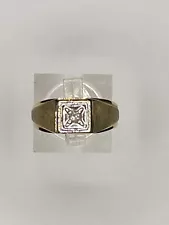 Mens 10K yellow gold diamond ring