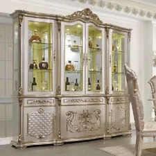 CHINA CABINET CURIO CUPBOARDS FORMAL DINING ROOM FURNTIRE GOLD TONE MIRRORED