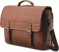 Samsonite Business Classic Leather Flapover Brown Cognac Brown NEW*