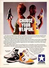 VINTAGE 1986 CONVERSE WEAPONS BASKETBALL SHOES LARRY BIRD MAGIC JOHNSON PRINT AD