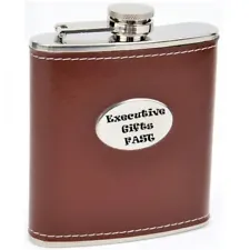 Brown Hip Flask with Engraving Area