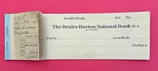 Vintage 1920's Personal Checks (Blank) Checkbook ~ Dexter Horton Bank SEATTLE WA