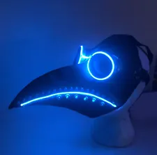 Halloween Plague Doctor Dr. Mask Bird Beak Raven Crow Latex Mask LED BLUE