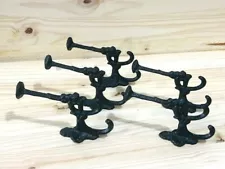 5 Coat Hooks Black Bath Hooks Large Victorian Hall Tree Wall Towel Cast Iron