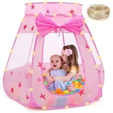 Baby Girl Play Tent Pink Princess Playhouse Ball Pit for Toddlers Kids Age 2+