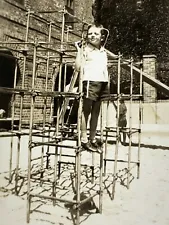 X3 Photograph Boy Artistic Playground Equipment "Looks Like An Angel" 1950s