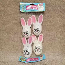 Easter Rabbit Fill & Hang Blow Mold Large Eggs w/String Vintage NOS 4 Pack