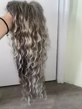 Long Blonde Wavy Wig Fluffy Soft Loose Curly Ash Blonde Curly