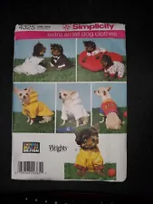 Simplicity Pattern 4325 DOG CLOTHES Wedding Vest Raincoat Robe X-Small 4-8 lbs.