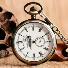 Retro Open Face Roman Numerals Railway Mechanical Hand Winding Pocket Watches