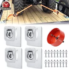 4PCS Recessed D-Ring Cargo Tie Down Anchors Heavy Duty W/ 90mm Hole Saw Cutter