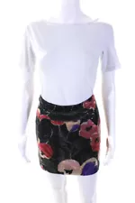 Diane Von Furstenberg Women's Abstract Print Sequin Mini Skirt Black Size 10