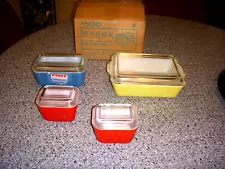 Vintage Pyrex Primary Colors 8PC Set Refrigerator Dishes & Lids Never Used NIB