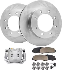 4WD Front Disc Rotors + Left Caliper Brake Pads for Ford F-250 F-350 Super Duty (For: 2012 F-250 Super Duty)