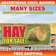 HAY FOR SALE Advertising Banner Vinyl Mesh Sign Flag Fresh Cut Grass Bales Straw