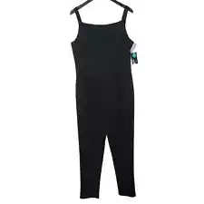 Project Runway Jumpsuit Women XL Black White Side Stripe Sleeveless Fitted Zip