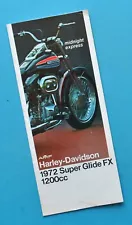 Original Vintage 1972 Harley Davidson Super Glide FX Motorcycle Brochure