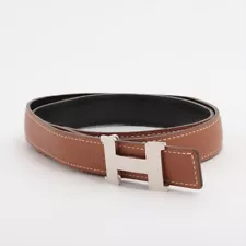 Hermès Mini Constance H Belt □ G inscription 2003 Belt 85 Leather Black×Gold