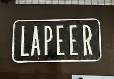 Michigan Lapeer Steel Advertising License Plate Used Vintage Original Booster