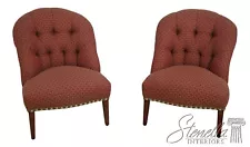 L65638EC: Pair Custom Tufted Back Upholstered Parlor Chairs