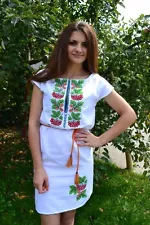 Modern short Ukrainian embroidered dress, vyshyvanka. Embroidery. 12 models