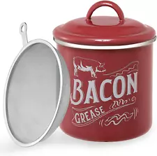 Bacon Grease Container With Fine Strainer Lid Farmhouse Kitchen Gift Decoration